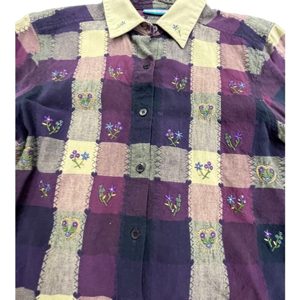 Women's Embroidered Floral print purple Nectar Long Sleeve Shirt Size Medium - Picture 3 of 8